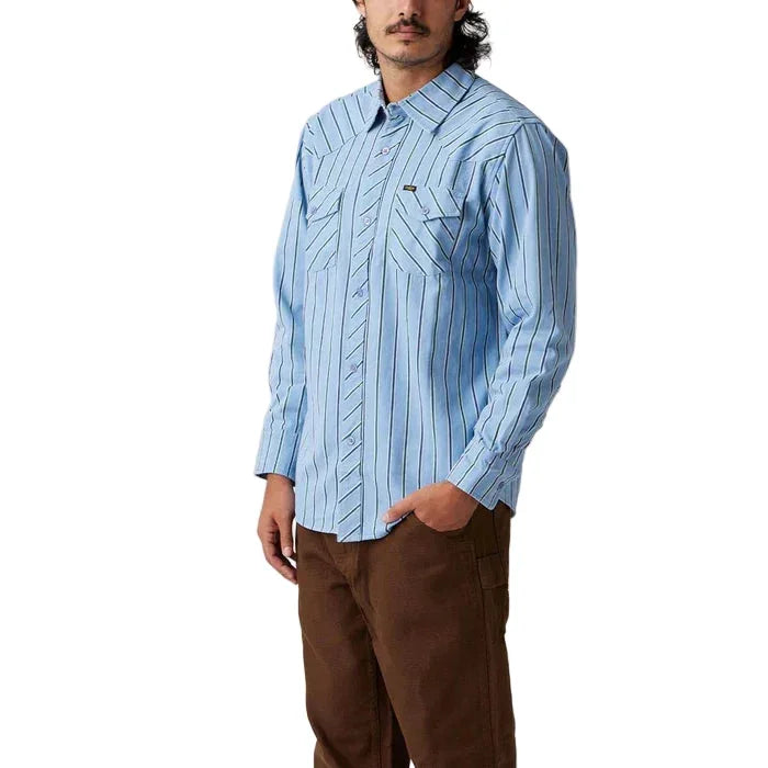 Men's Seager Amarillo Long Sleeve Shirt Steel Blue Stripe MSF24AMARBLU