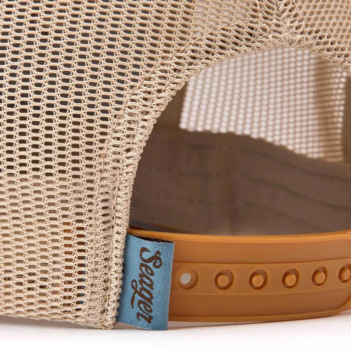 Men's Seager Blue and Tan Branded Trucker Snapback MHSP26BRANDTBLU