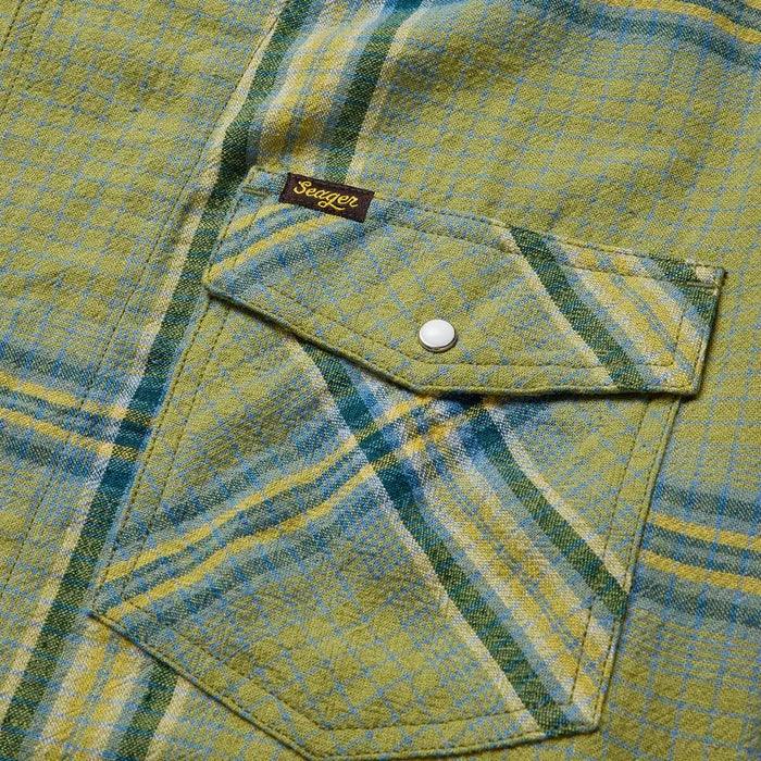 Men's Seager Moss Grid Plaid Whippersnapper Short Sleeve Shirt MSSP26WHIPGRN