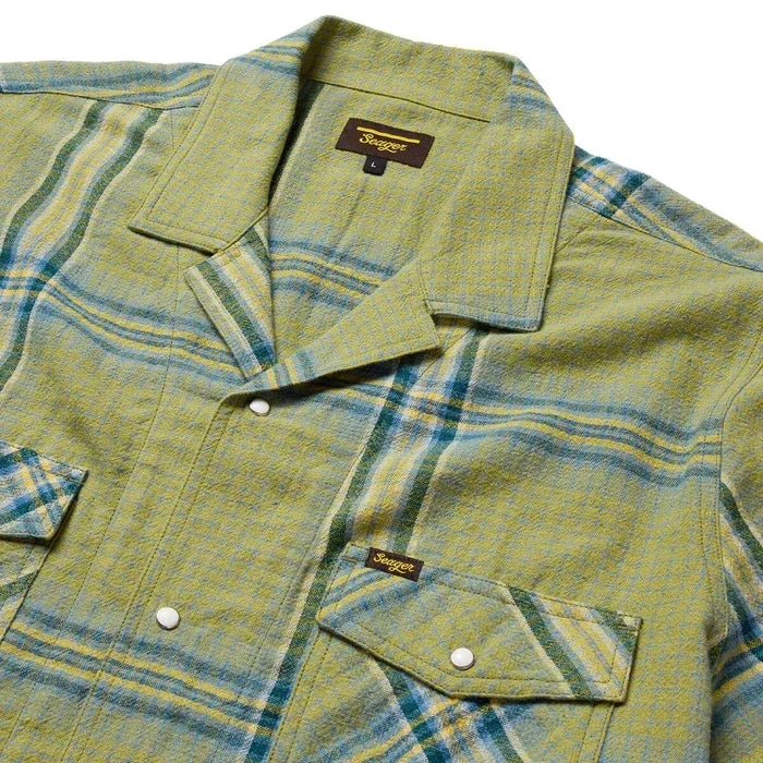 Men's Seager Moss Grid Plaid Whippersnapper Short Sleeve Shirt MSSP26WHIPGRN