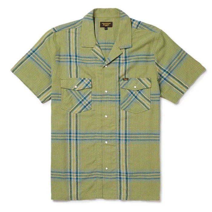 Men's Seager Moss Grid Plaid Whippersnapper Short Sleeve Shirt MSSP26WHIPGRN