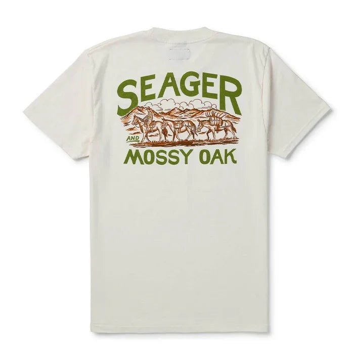 Men's Seager X Mossy Oak Pack Out Vintage White Tee MTF25PACKMOAKWHT