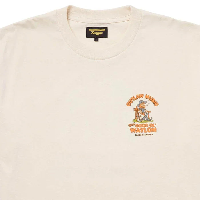 Men's Seager X Waylon Jennings Outlaw Vintage White Tee MTF22OUTLAWVWHT - Crazy House Western Wear