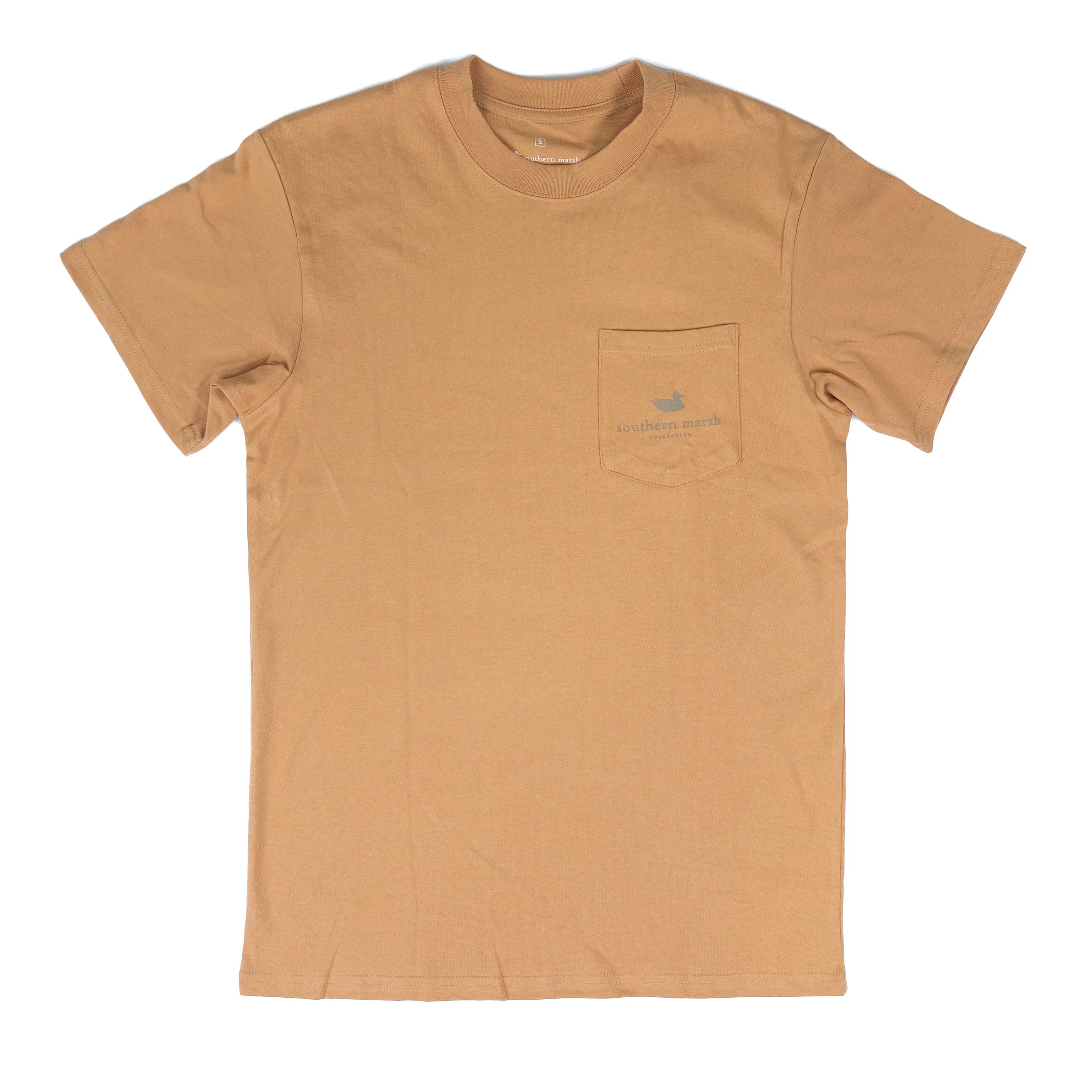 Men's Southern Marsh Camel Short Sleeve Camo Flying Ducks T-shirt AOC3-CML