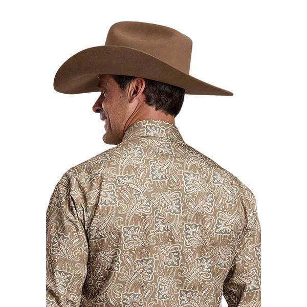 Men's Stetson Long Sleeve Brown Fan Paisley Printed Snap Shirt 11-001-0425-4025