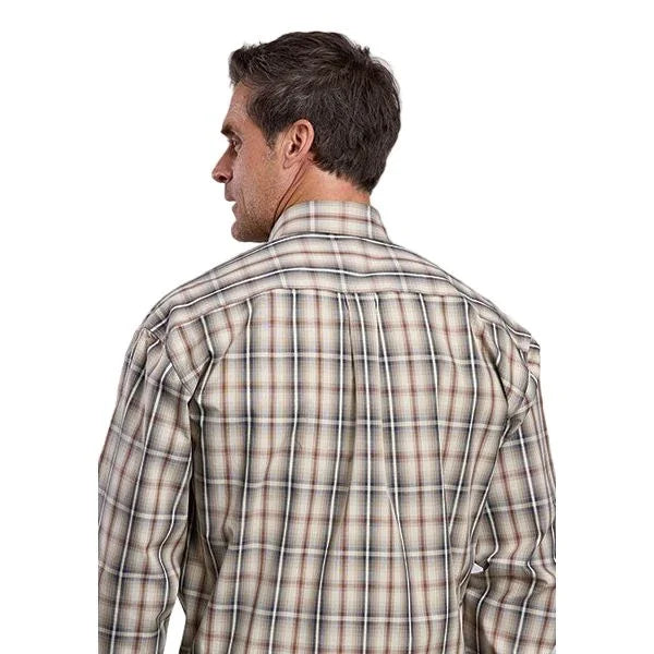 Men's Stetson Long Sleeve Winter Wheat Plaid Button Up Shirt 11-001-0579-1027