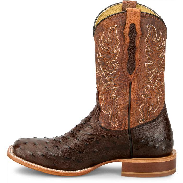 Men's Tony Lana Chocolate Blaine 11" Ostrich Square Toe Boot RN3572