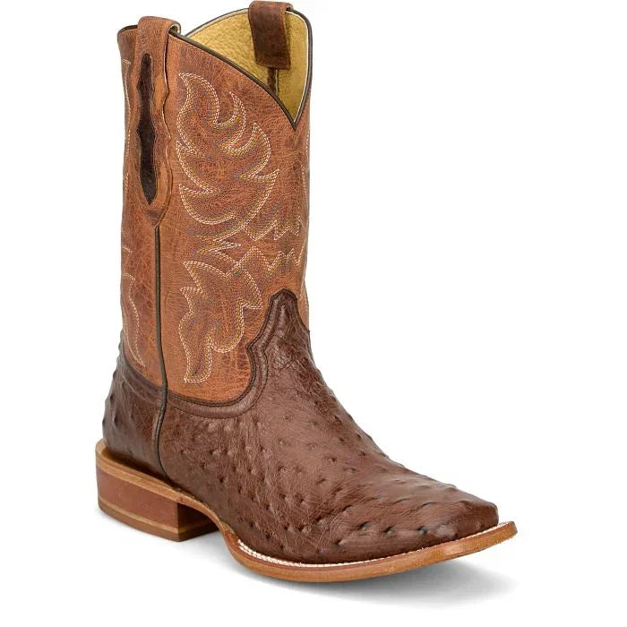 Men's Tony Lana Chocolate Blaine 11" Ostrich Square Toe Boot RN3572