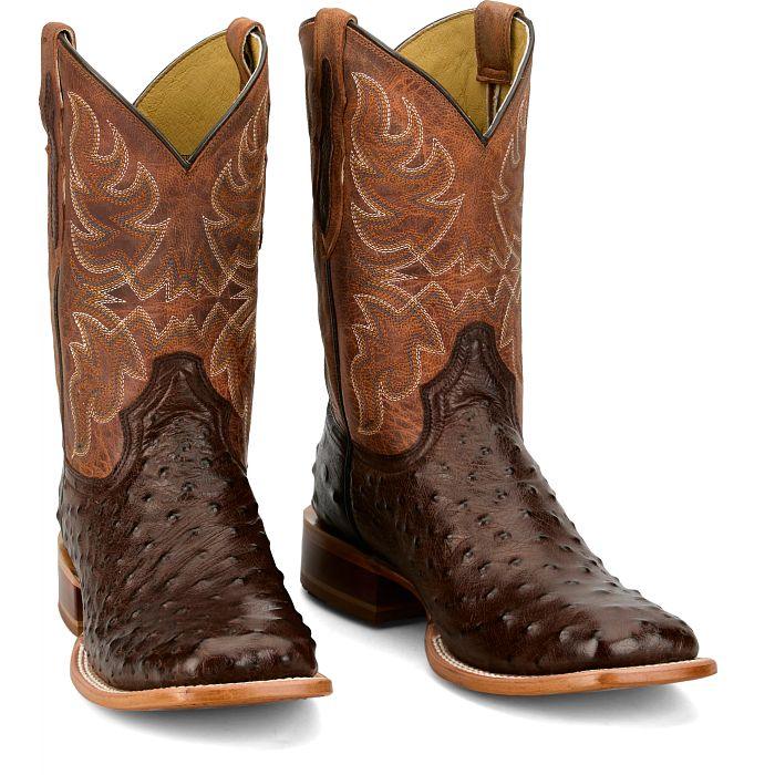 Men's Tony Lana Chocolate Blaine 11" Ostrich Square Toe Boot RN3572