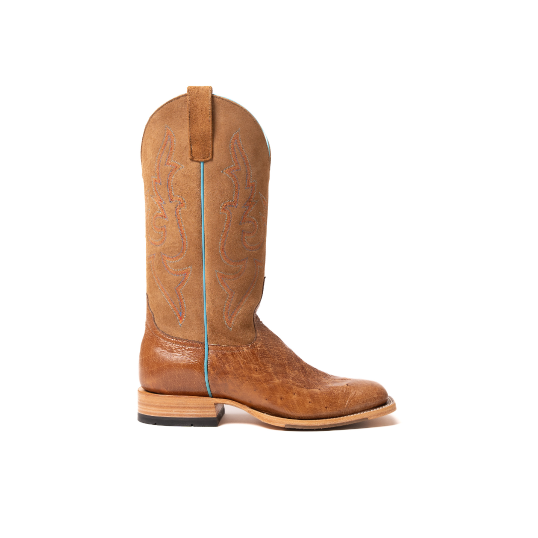 Men's Top Hand Rum Glazed Smooth Ostrich with 13" Tan Suede Tops HP8075 - Crazy House Western Wear