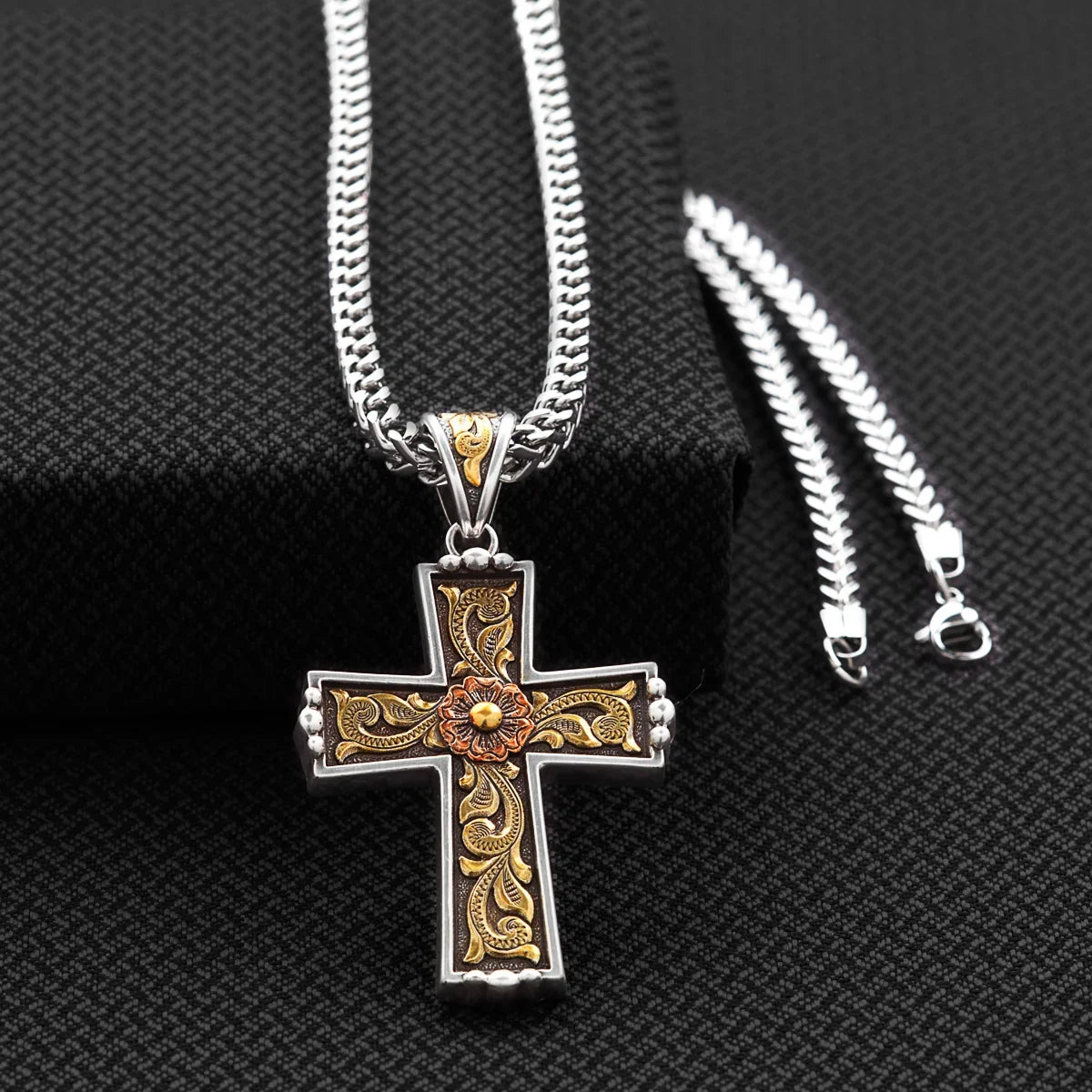 Men's Twister Antique Cross Necklace