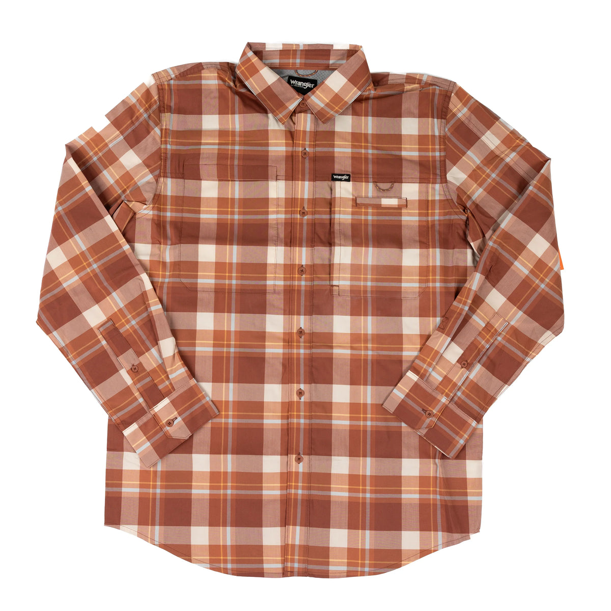 Men's Wrangler ATG Hike To Fish Mahogany Checkered Button Down Shirt 112375100