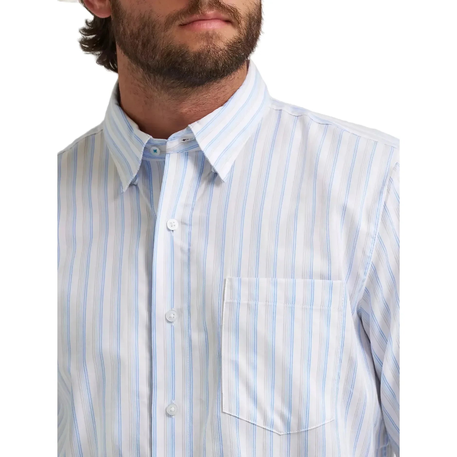 Men's Wrangler Azure Stripes Cody Johnson One Pocket Button Down Shirt 112374488