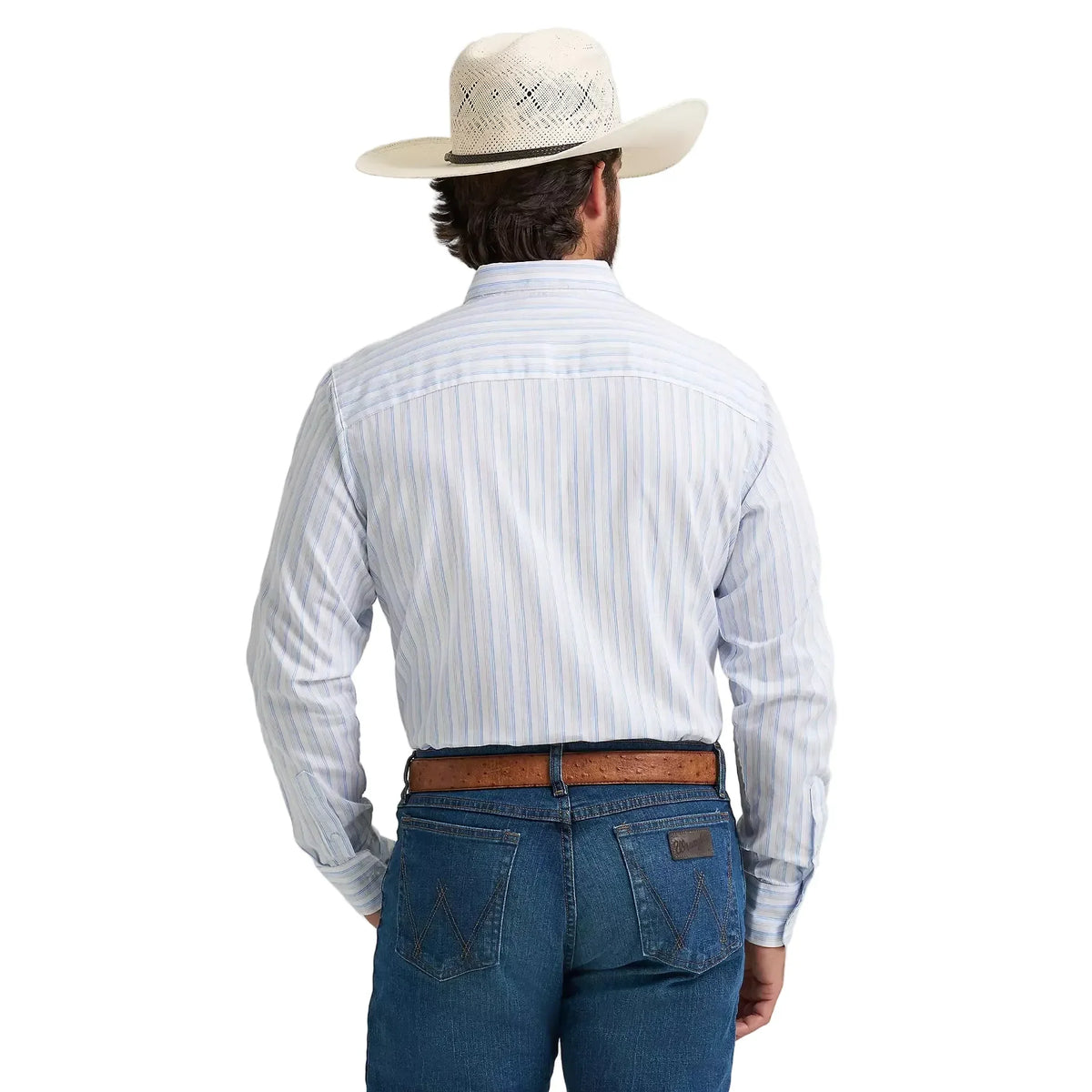Men's Wrangler Azure Stripes Cody Johnson One Pocket Button Down Shirt 112374488