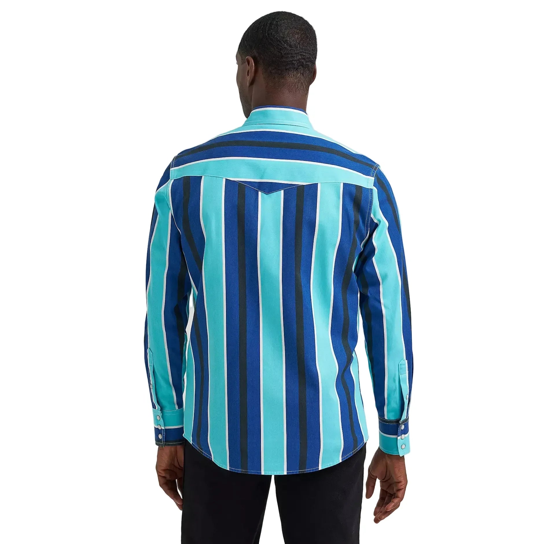 Men's Wrangler Cobalt Storm Vintage-Inspired Brushpopper Western Snap Work Shirt 112379229