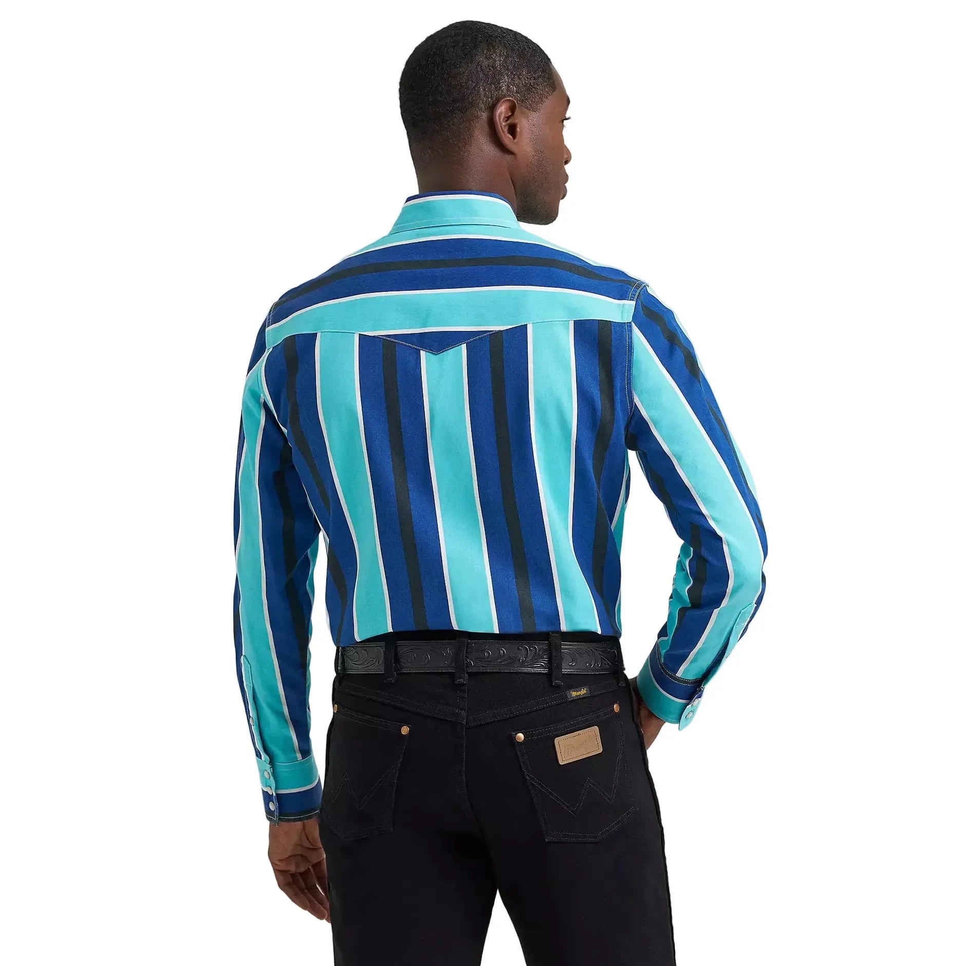 Men's Wrangler Cobalt Storm Vintage-Inspired Brushpopper Western Snap Work Shirt 112379229