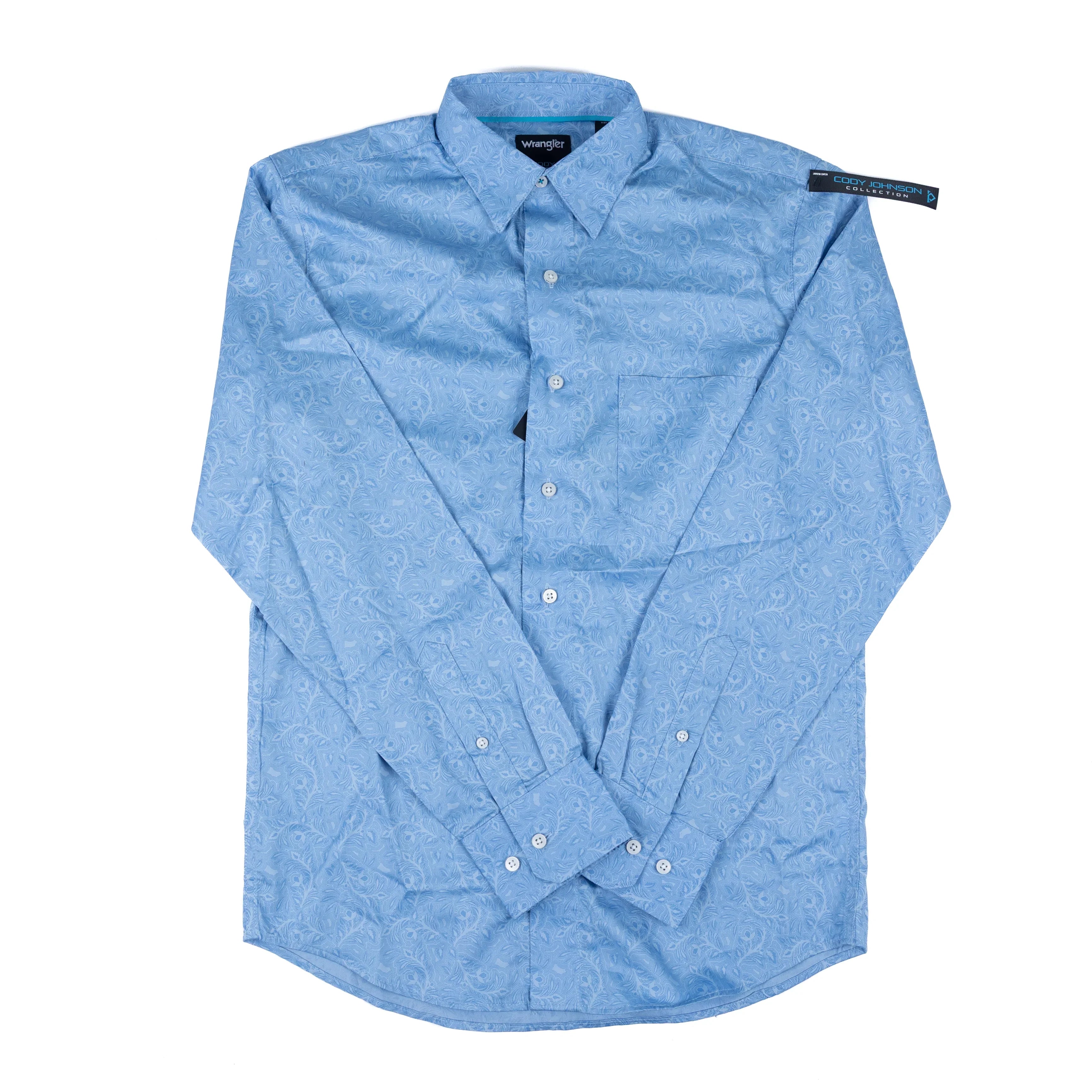 Men's Wrangler Cody Johnson Blue Printed Button Up 112378979