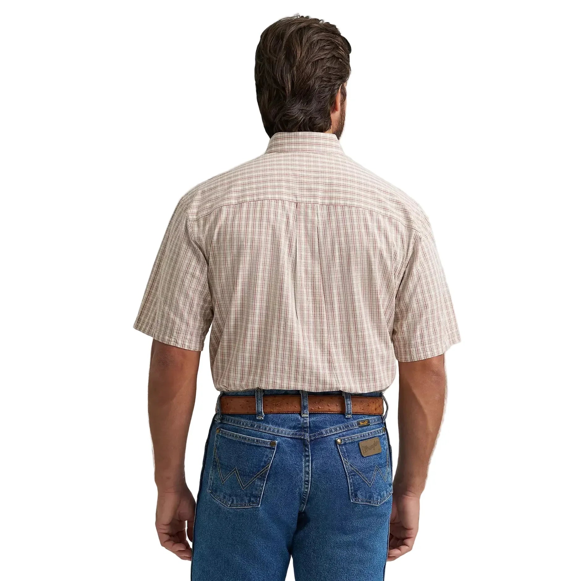 Men's Wrangler George Strait Desert Plaid Short Sleeve Two Pocket Button Down Shirt 112379070