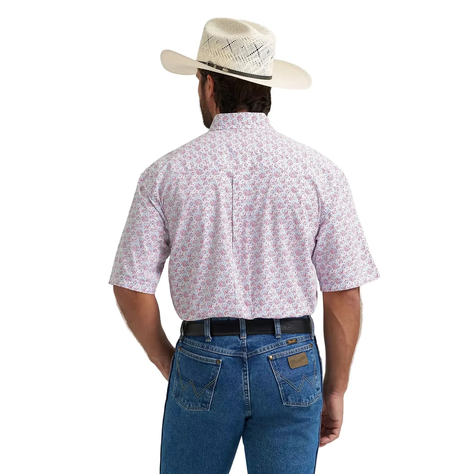 Men's Wrangler® George Strait™ Fireworks Short Sleeve One Pocket Button Down Shirt 112379061
