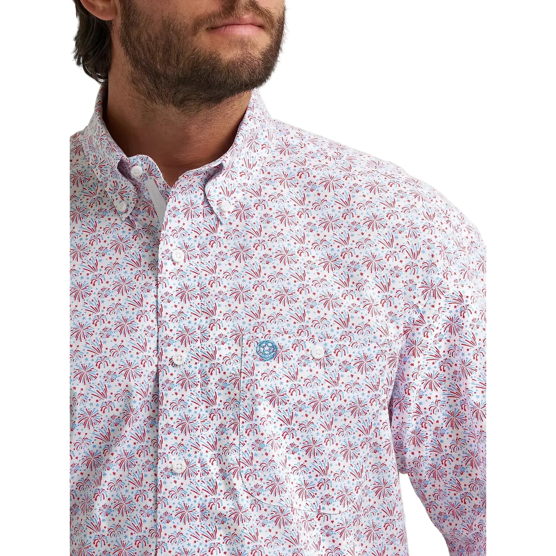 Men's Wrangler® George Strait™ Fireworks Short Sleeve One Pocket Button Down Shirt 112379061