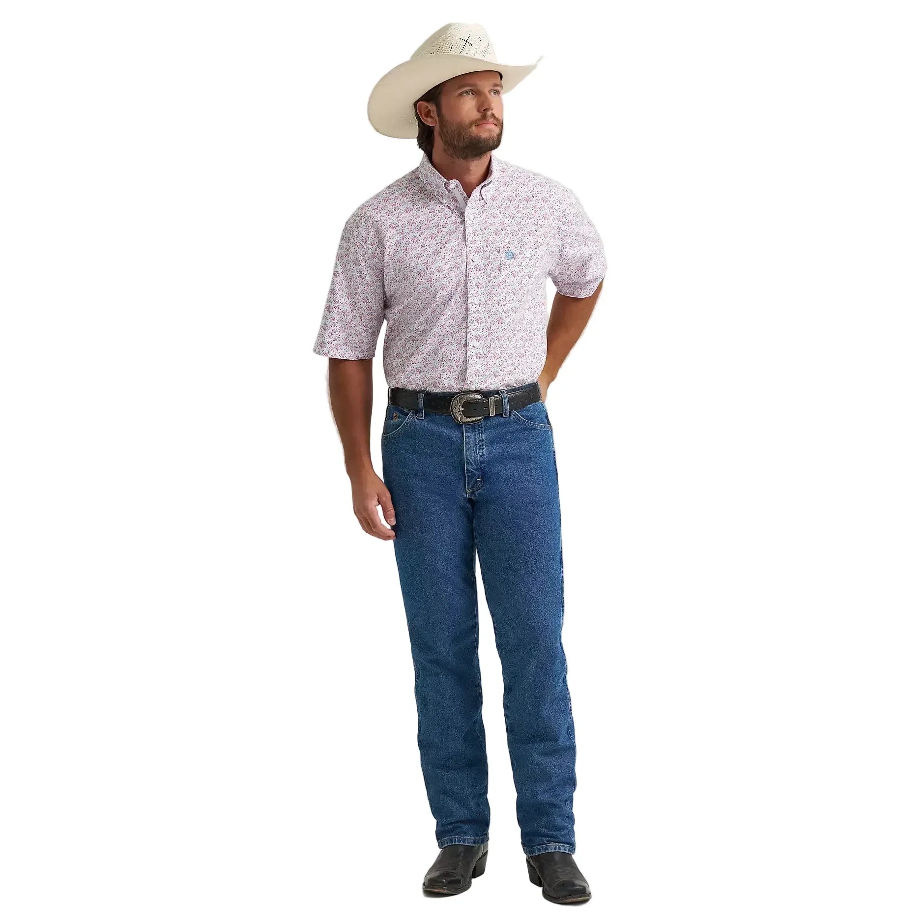 Men's Wrangler® George Strait™ Fireworks Short Sleeve One Pocket Button Down Shirt 112379061