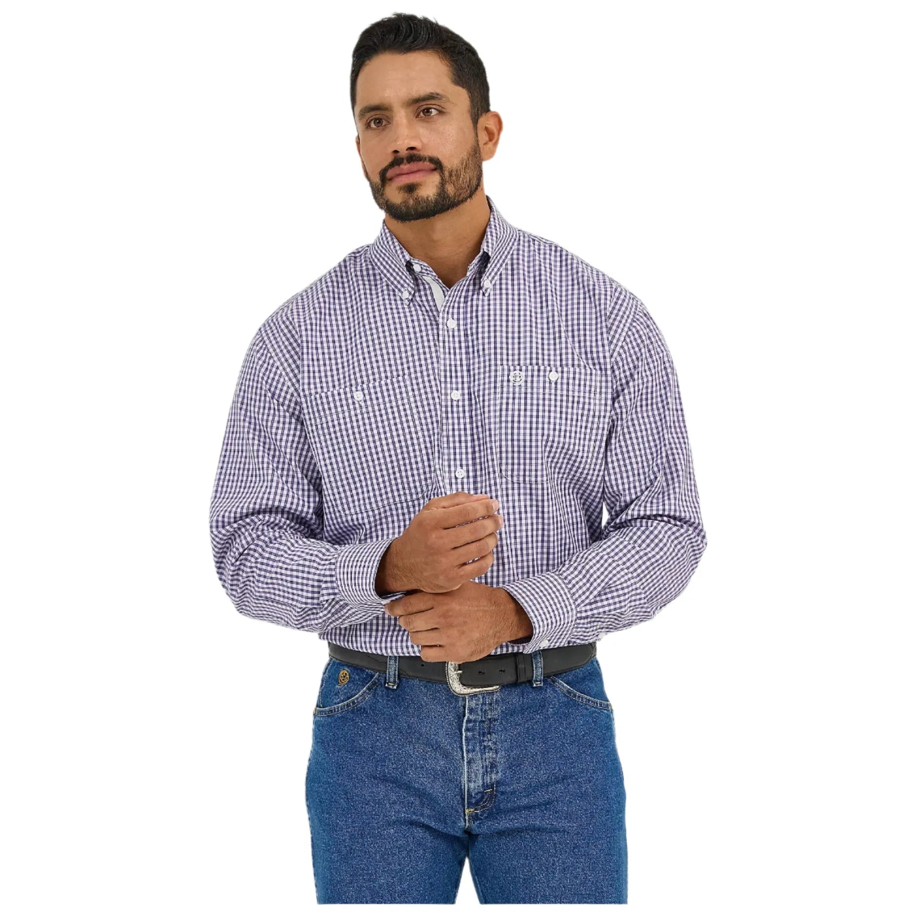 Men's Wrangler George Strait™ Long Sleeve Button Down Two Pocket Shirt 112365405 - Crazy House Western Wear