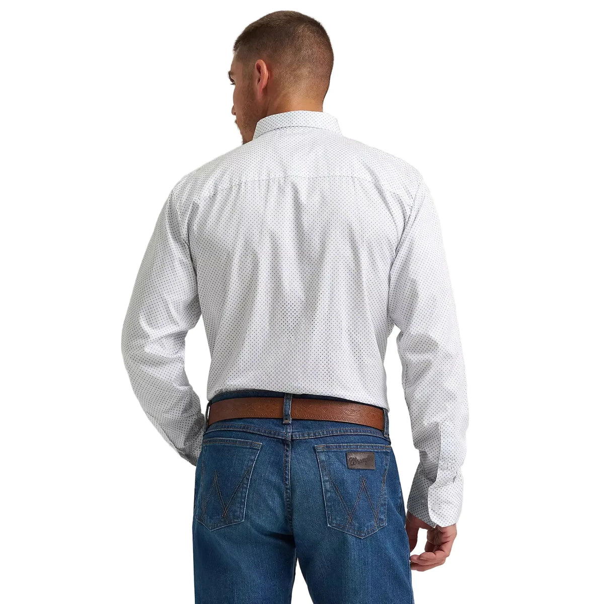 Men's Wrangler® George Strait™ Peachy Plaid Long Sleeve Button Down One Pocket Shirt 112374610