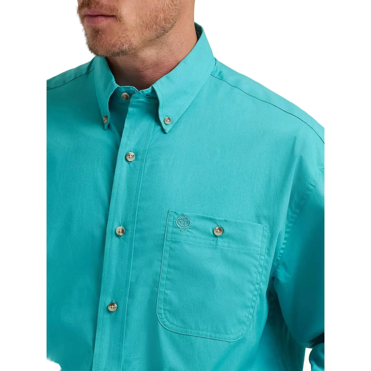 Men's Wrangler George Strait Solid One Pocket Button Down Shirt 112374595