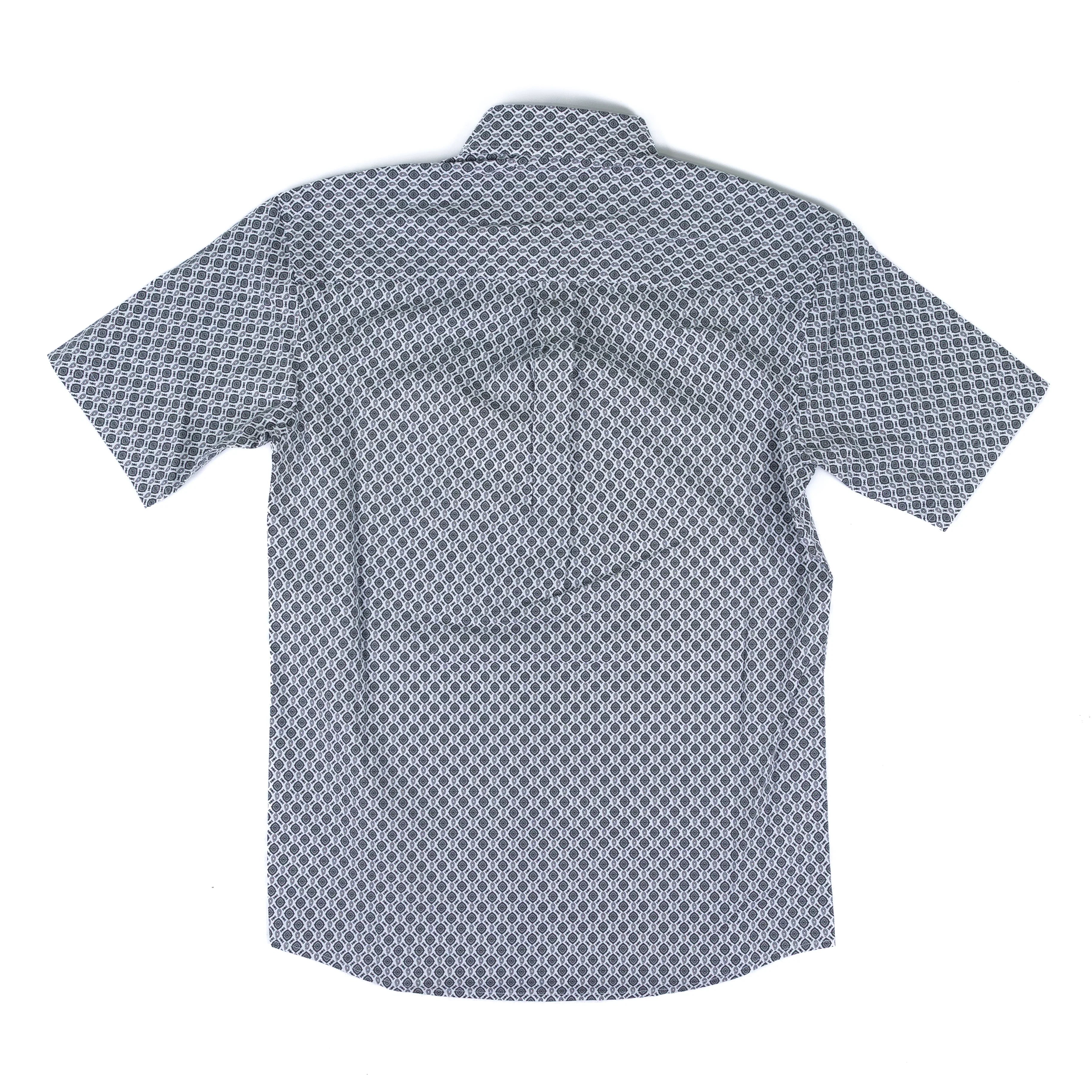 Men's Wrangler George Strait White and Gray Printed Short Sleeve Button Up 112379058