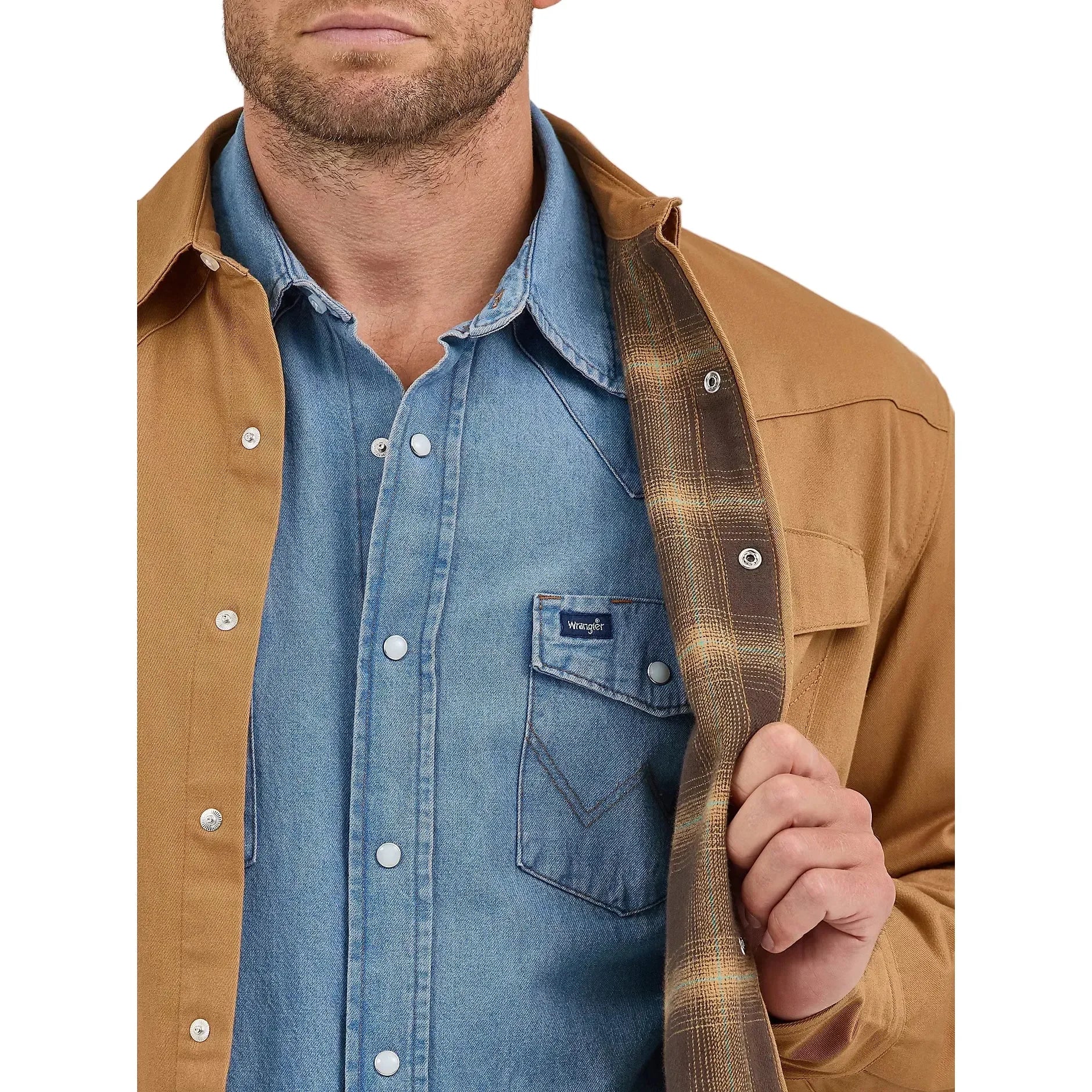Men's Wrangler Long Sleeve Flannel Lined Solid Work Shirt 112367726