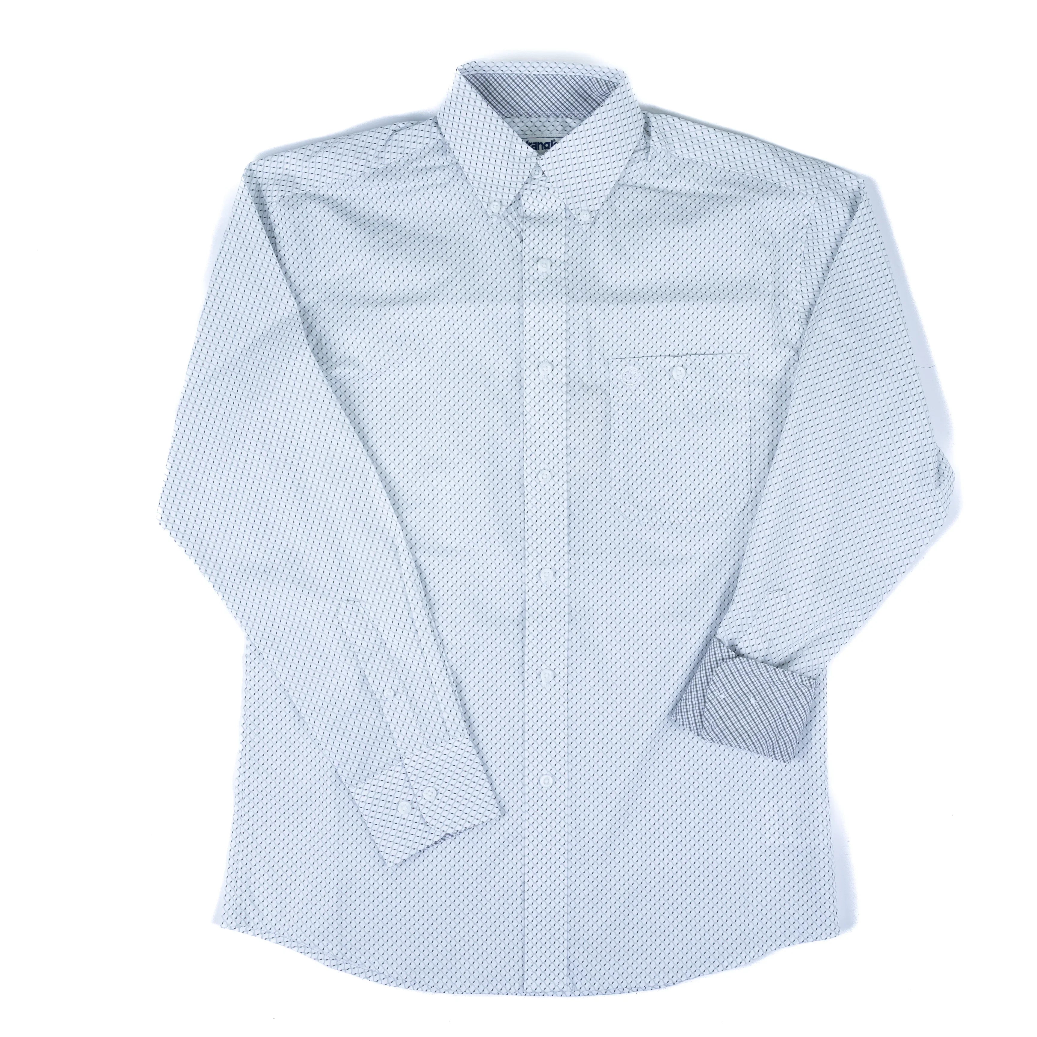 Men's Wrangler Long Sleeve Gray and White George Strait Button Down Shirt 112379057