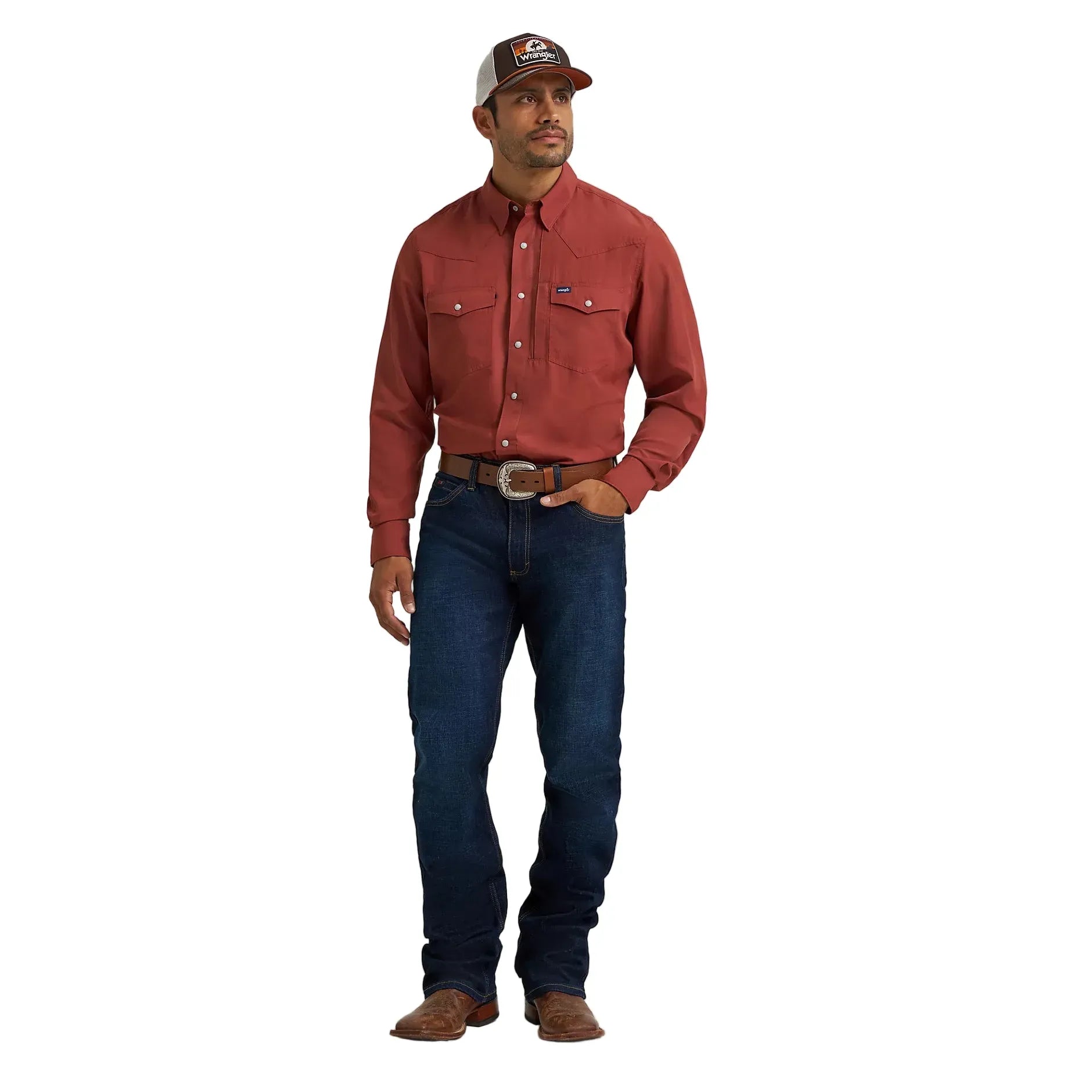 Men's Wrangler Performance Snap Long Sleeve Solid Shirt 112368050