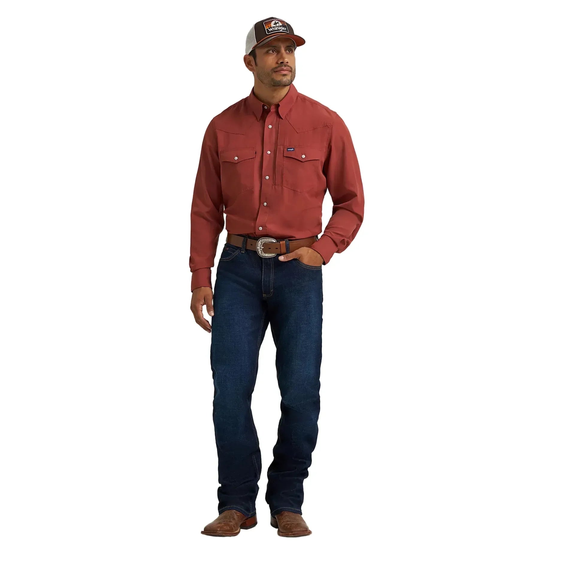 Men's Wrangler Performance Snap Long Sleeve Solid Shirt 112368050