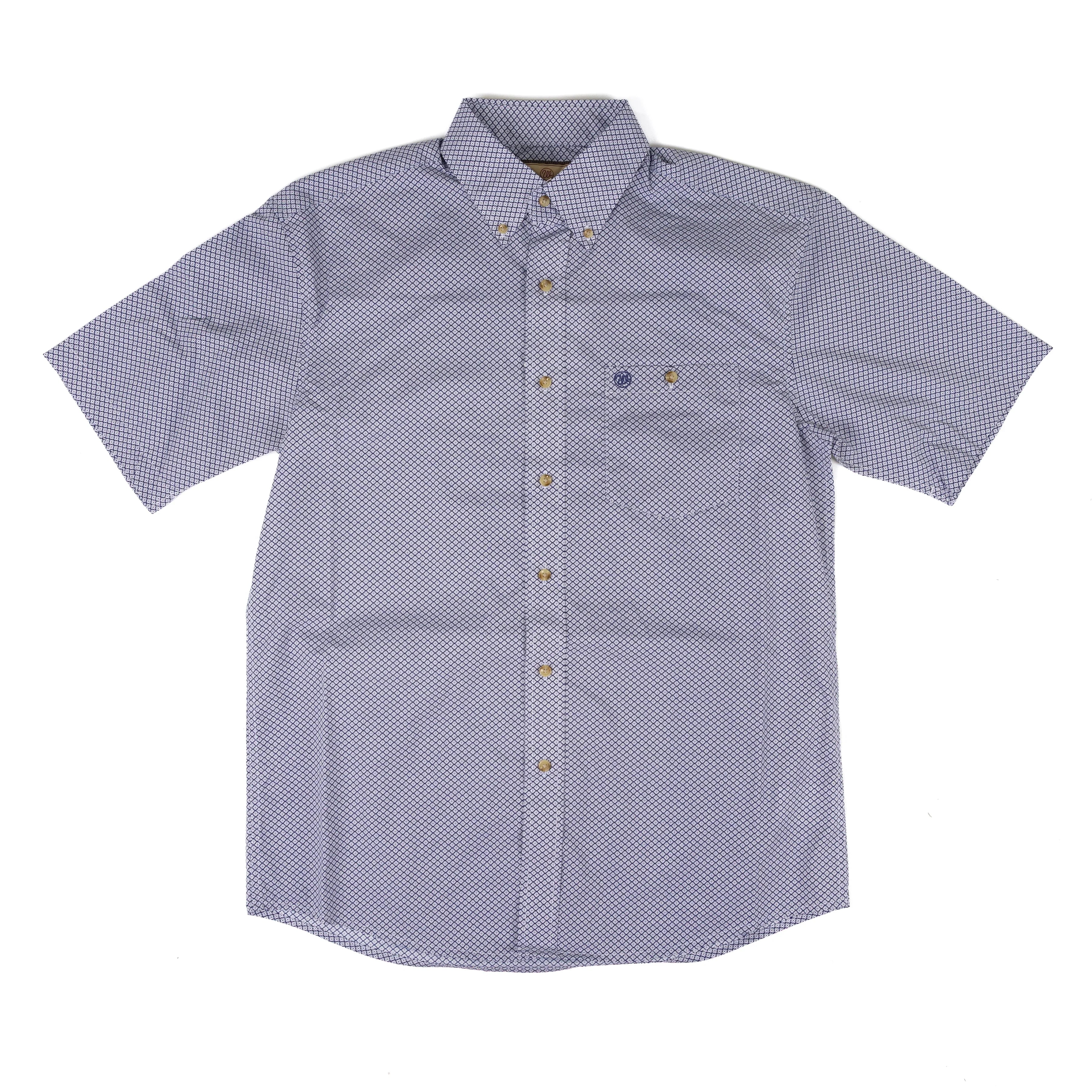 Men's Wrangler Short Sleeve Blue Geo Print Button Up Shirt 112379201