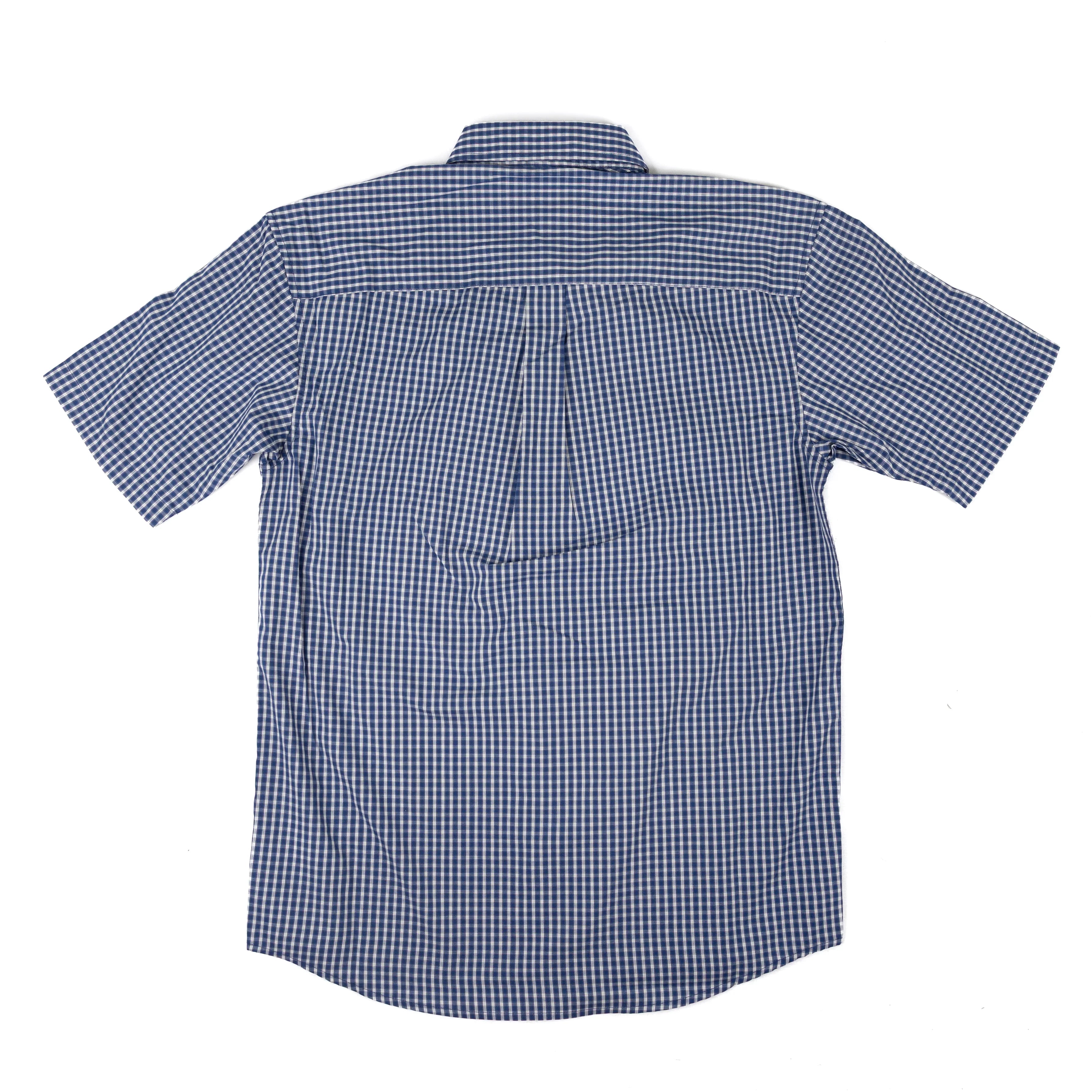 Men's Wrangler Short Sleeve Blue Plaid Classic Fit Button Up Shirt 112379161