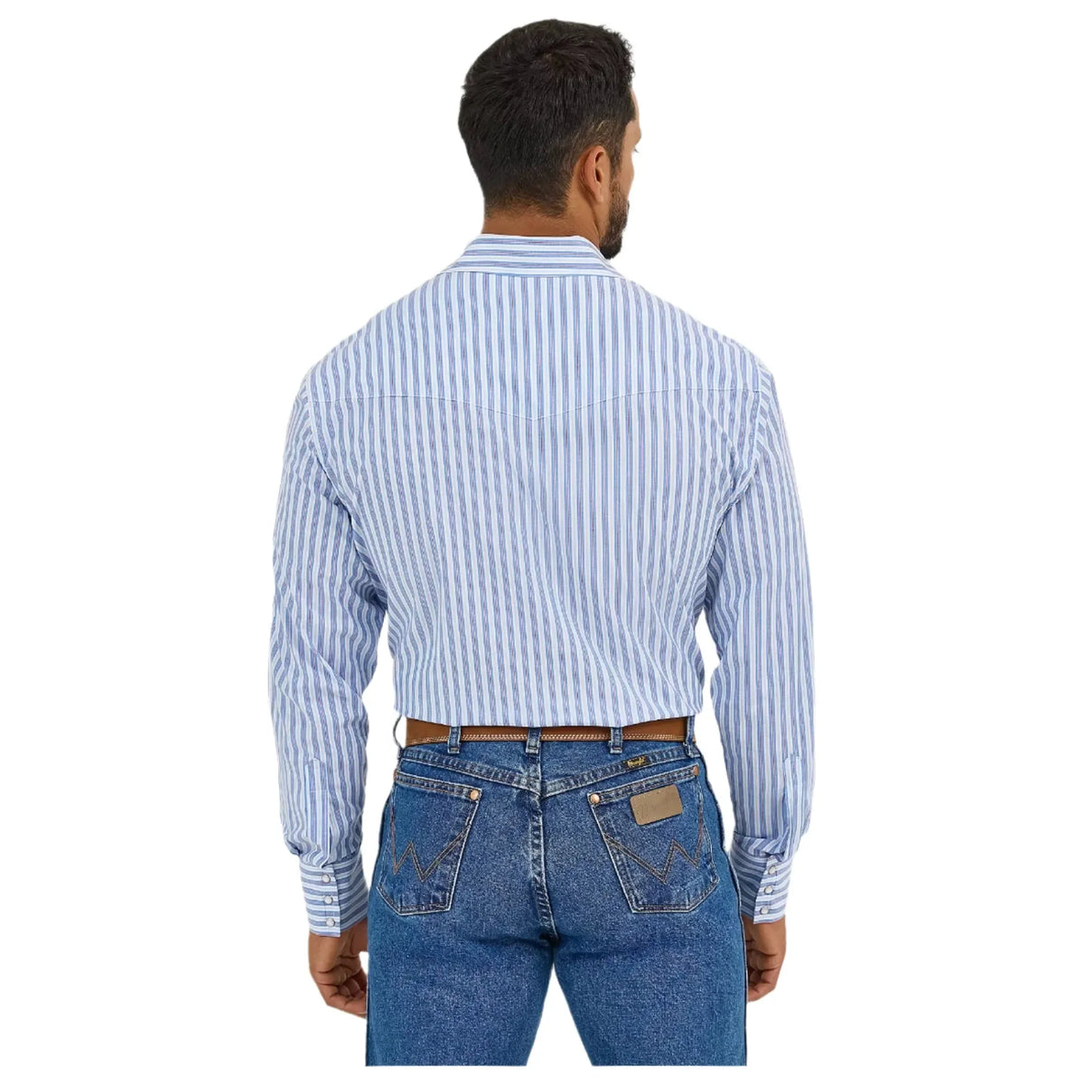 Men's Wrangler Wrinkle Resist Long Sleeve Western Snap Stripe Shirt 112365848 - Crazy House Western Wear