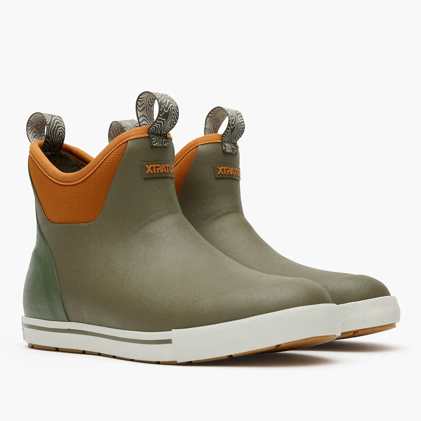 Men's XTRATUF Camp Fleece Lined Dark Olive/Spice 6 Inch Ankle Deck Boot XMADBC30