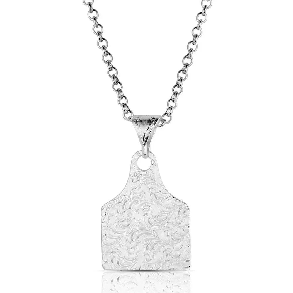 Montana Silversmiths Rural Route Cow Tag Necklace NC6504NFG