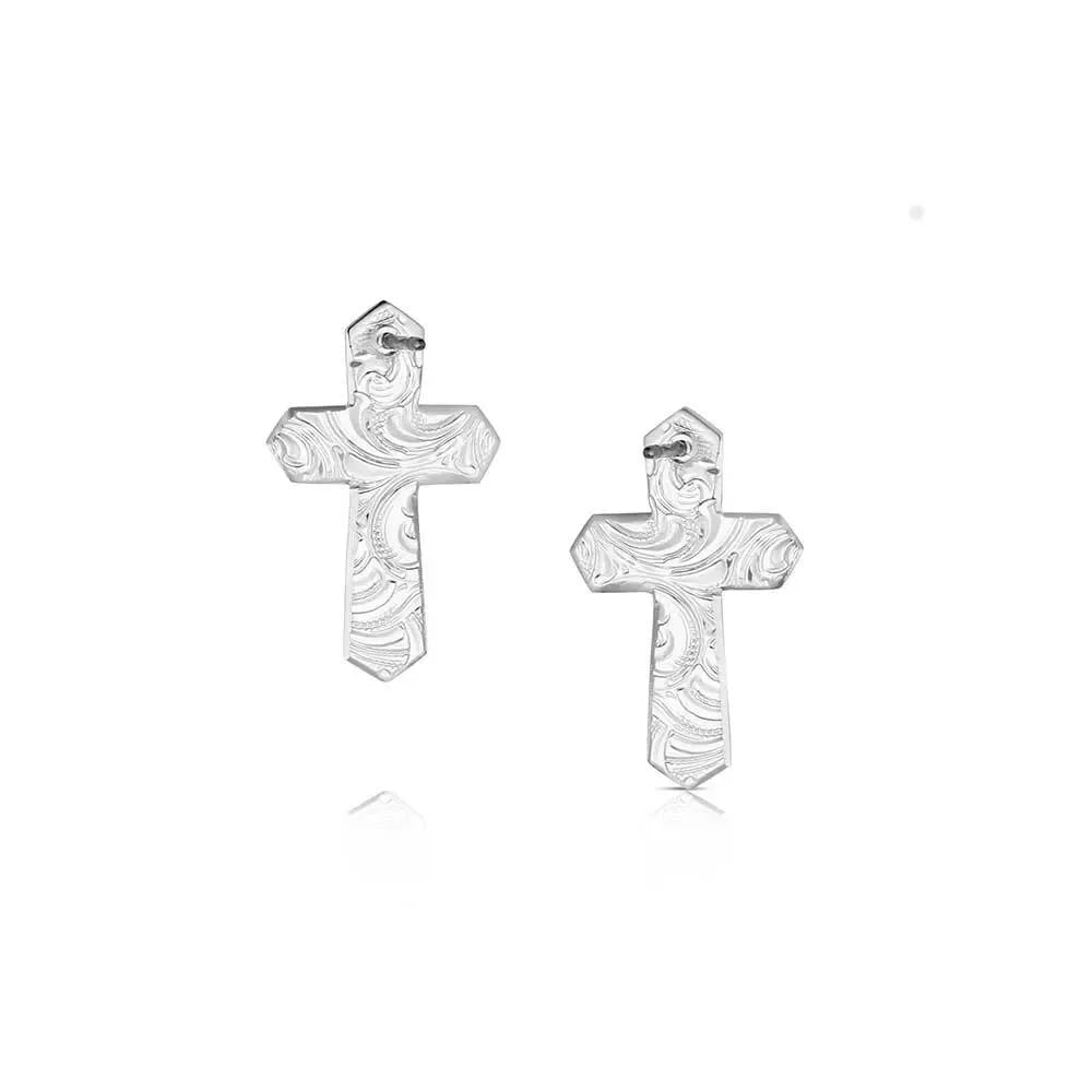 Montana Silversmiths Steadfast Faith Cross Earrings ER6583