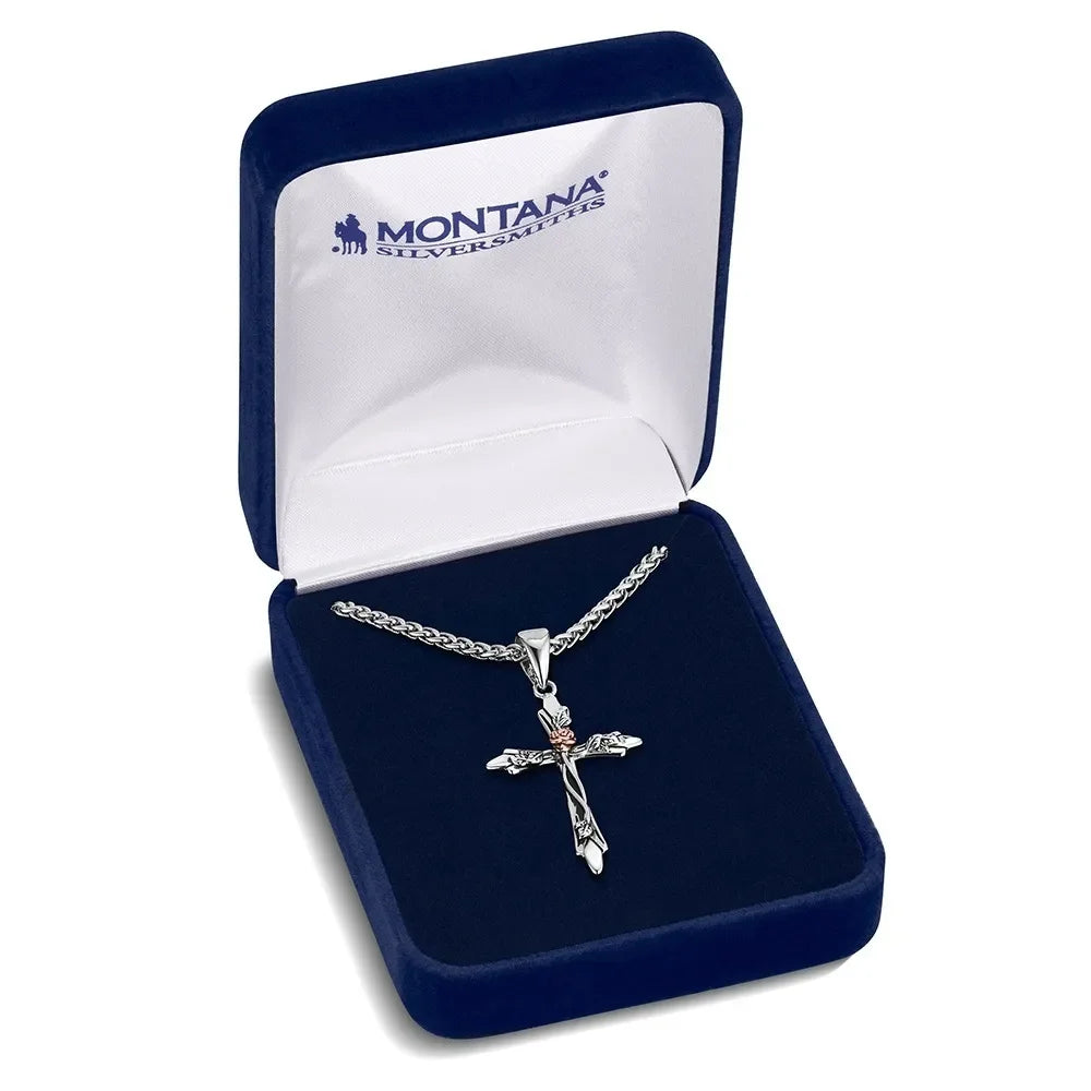 Montana Silversmiths Thorns and Roses Cross Necklace NC6528