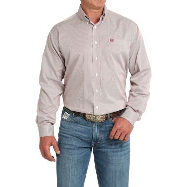 Men's Cinch Striped Button-Down Shirt- Pink MTW1105924 - Crazy House Western Wear