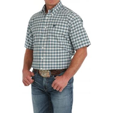 Men's Cinch Short Sleeve Plaid Button-Down Western Shirt MTW1111477 - Crazy House Western Wear