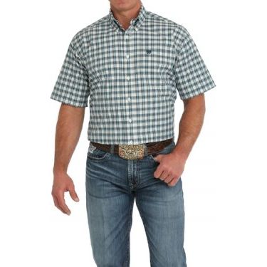 Men's Cinch Short Sleeve Plaid Button-Down Western Shirt MTW1111477 - Crazy House Western Wear
