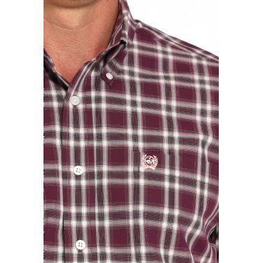 Men's Cinch Short Sleeve Plaid Button-Down Shirt - Purple MTW1111484 - Crazy House Western Wear
