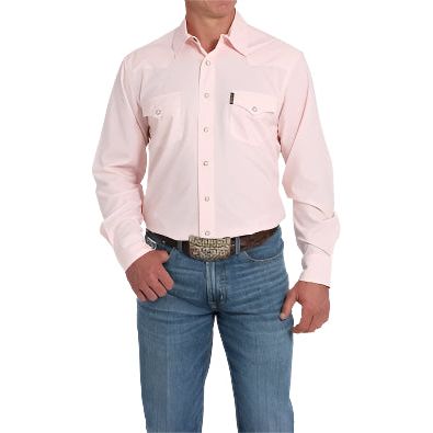 Men's Cinch Geometric Print Snap Shirt - Pink MTW1303087 - Crazy House Western Wear