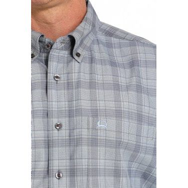Men's Cinch Short Sleeve Plaid Button-Down Shirt - Grey MTW1704153 - Crazy House Western Wear