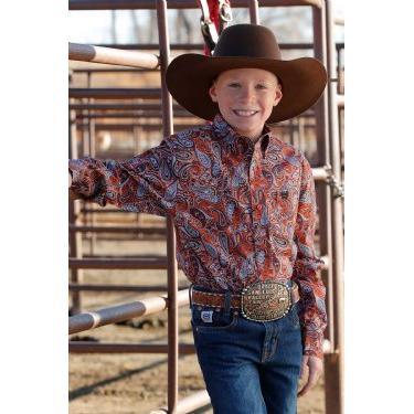 Boy's Cinch Paisley Print Button-Down Western Shirt MTW7060365 - Crazy House Western Wear