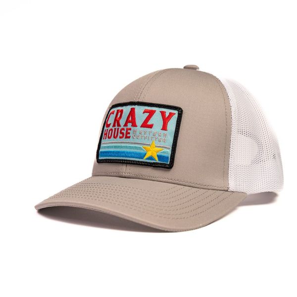 Light Grey Snapback with Crazy House Outfitter Patch - Crazy House Western Wear