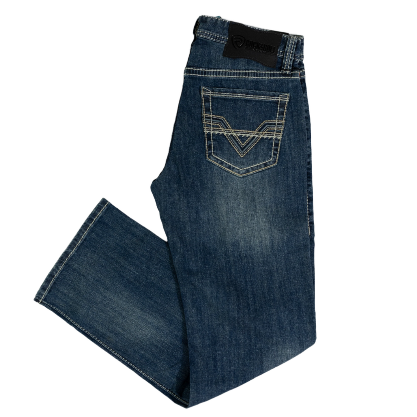 Men's Rock and Roll Denim Revolver Straight Boot Cut Jeans BM1RD07366