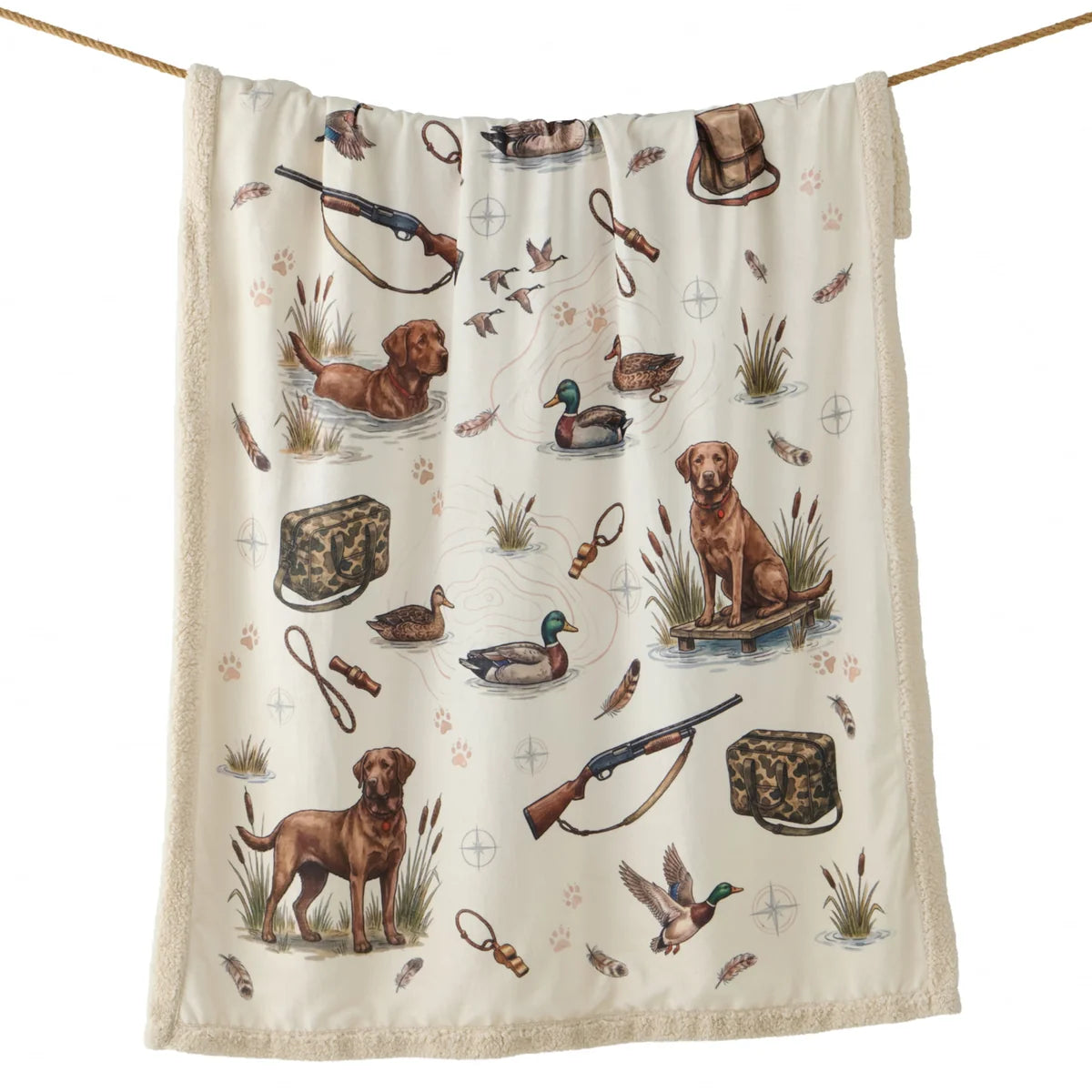 HiEnd Duck Camp Campfire Sherpa Throw Blanket CF2693TH-OS-OC
